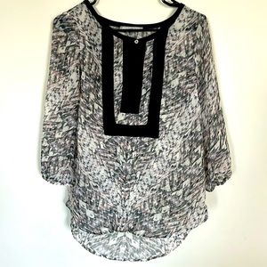 David Rain Sheer Blouse 3/4 Length Sleeve size Small